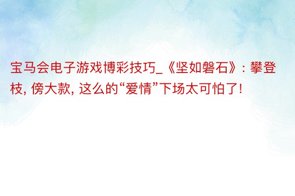 宝马会电子游戏博彩技巧_《坚如磐石》: 攀登枝, 傍大款, 这么的“爱情”下场太可怕了!