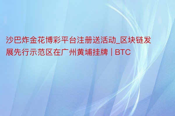 沙巴炸金花博彩平台注册送活动_区块链发展先行示范区在广州黄埔挂牌 | BTC